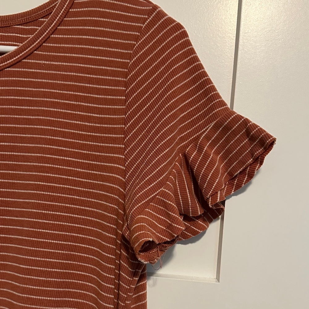 Hem & Thread Rust Striped Mini Dress - Picture 3 of 5